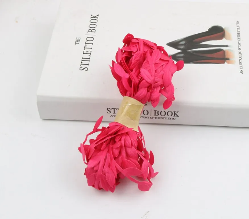 

200pcs 20 Meter Silk Leaf-Shaped Handmade Artificial green Leaves For Decoration DIY Wreath Gift Scrapbooking Craft Fake Flower