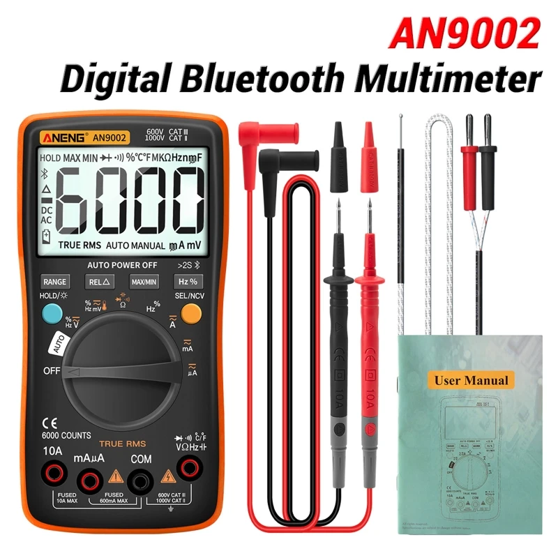 

AN9002 Digital 6000 Counts Bluetooth Auto-Range True RMS Professional Multimeter AC/DC Current Voltage Tester Multimetro
