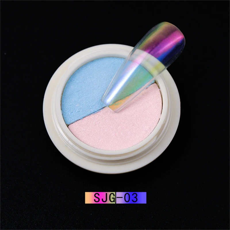 1 коробка два цвета лак хамелеон зеркальный хромовый сплошной порошок цветной