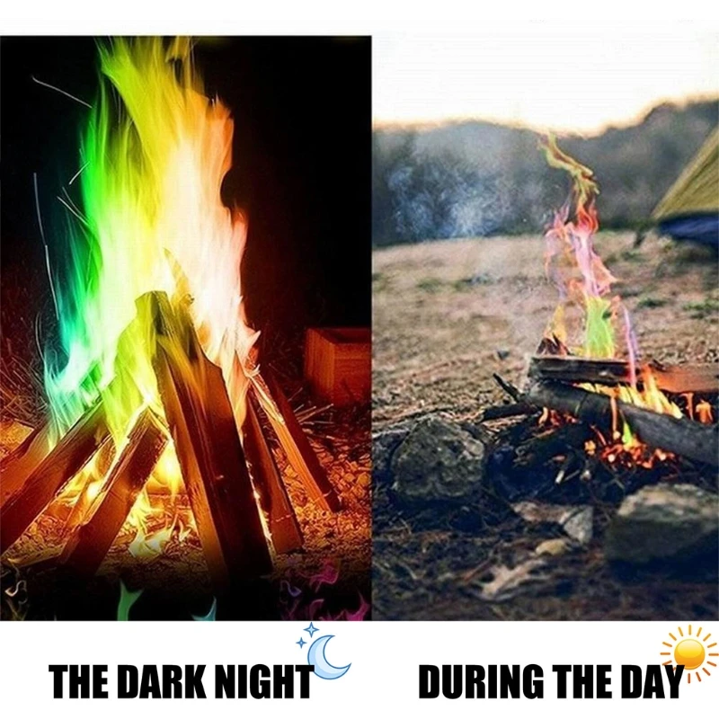 3 упаковки волшебного огня пятна меняющий цвет порошок создает яркое живое пламя