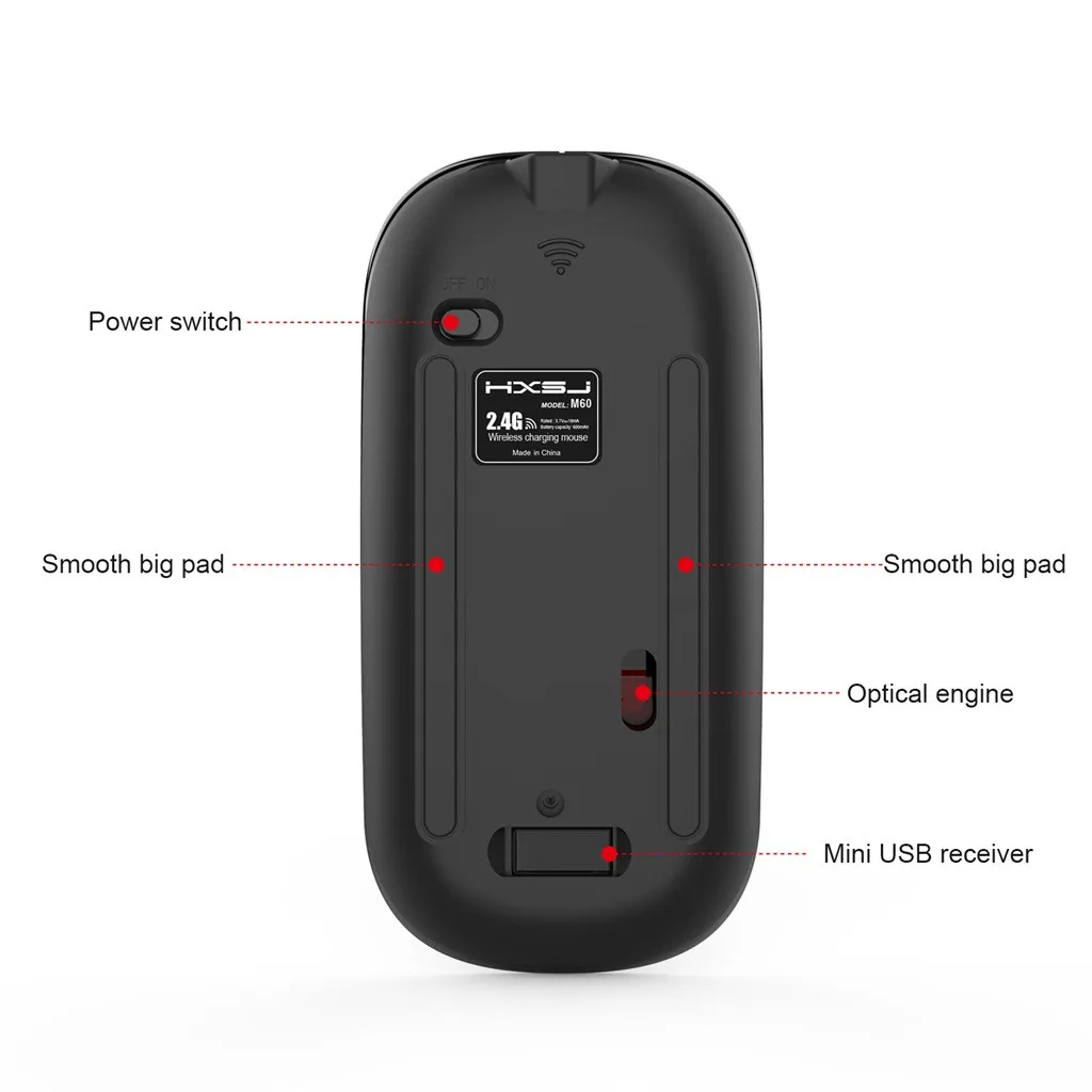 Мышь беспроводная HXSJ M60 1200DPI 2 4 ГГц USB + Type C|Мыши| |