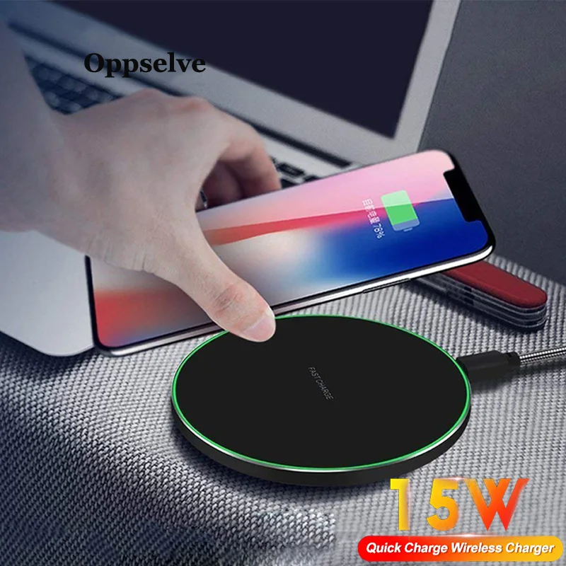 Qi Быстрое беспроводное зарядное устройство 15 Вт для Samsung S20 S10 S9 Note 10 iPhone 11 XS Max X 8 XR
