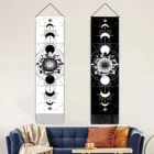 Украшение с солнцемлунным затмением, подвесной свиток с рисунком, черный, белый, в богемном стиле, для гостиной, двери, с кисточкой, гобелен, баннер