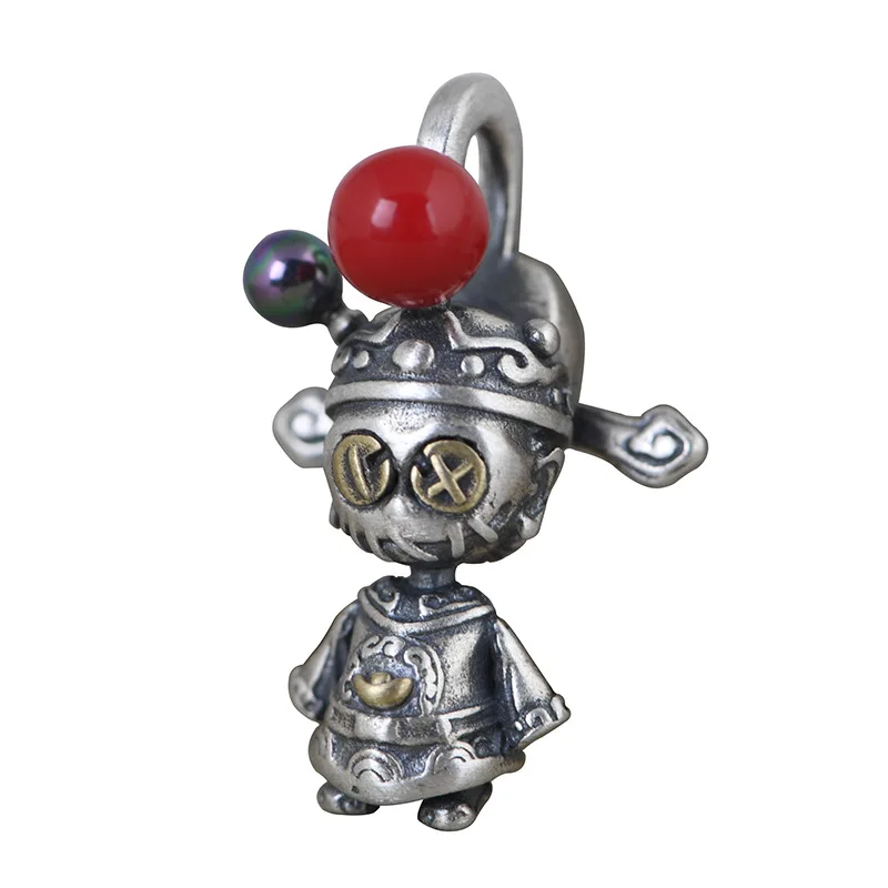 

925 Sterling Silver Cute Retro Craft Fashion Cartoon Magistrate Silver Pendant Chain Necklace for Women Fashion Jewelry