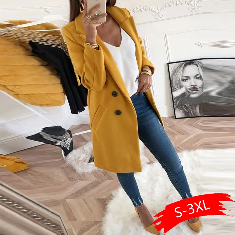 

Women's autumn coat Woollen Blends Overcoats Autumn Winter Long Sleeve Casual Oversize Outwear Jackets Coat 2022 dropshipping