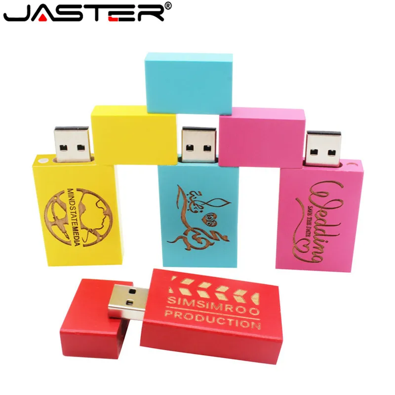 USB флеш накопитель JASTER Деревянный Цветной с логотипом 4/16/32/64 ГБ|USB флэш-накопители|