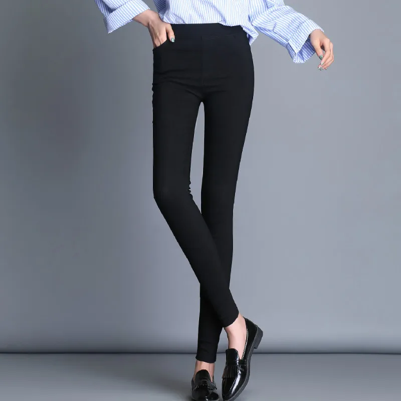 Брюки женские S-6XL с завышенной талией зимние облегающие брюки-карандаш