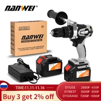 electric cordless screwdriver impact drill 38 driver li ion batteries rechargeable diy hand power tools