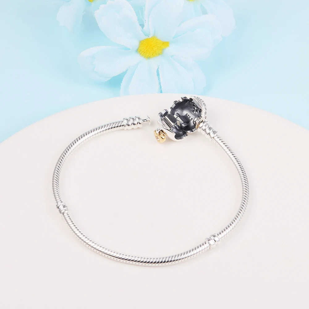 Женский браслет из серебра 100% пробы с застежкой в виде сердца | Украшения и