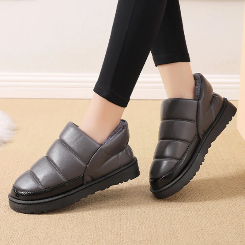 

тапочки Winter Women Slipper Pu Thick Bottom Non-slip Female Shoes Indoor Outdoor Furry Warm Casual Shoes For Man Slipper