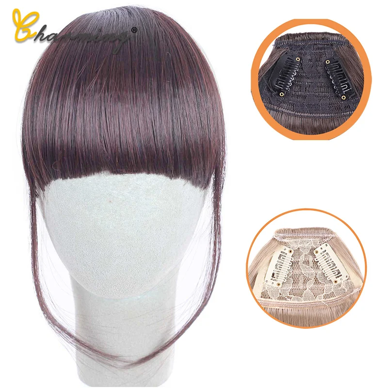 

CHARMING Black Brown Blonde Fake Fringe Clip In Bangs Hair Extensions With High Temperature Synthetic Fiber