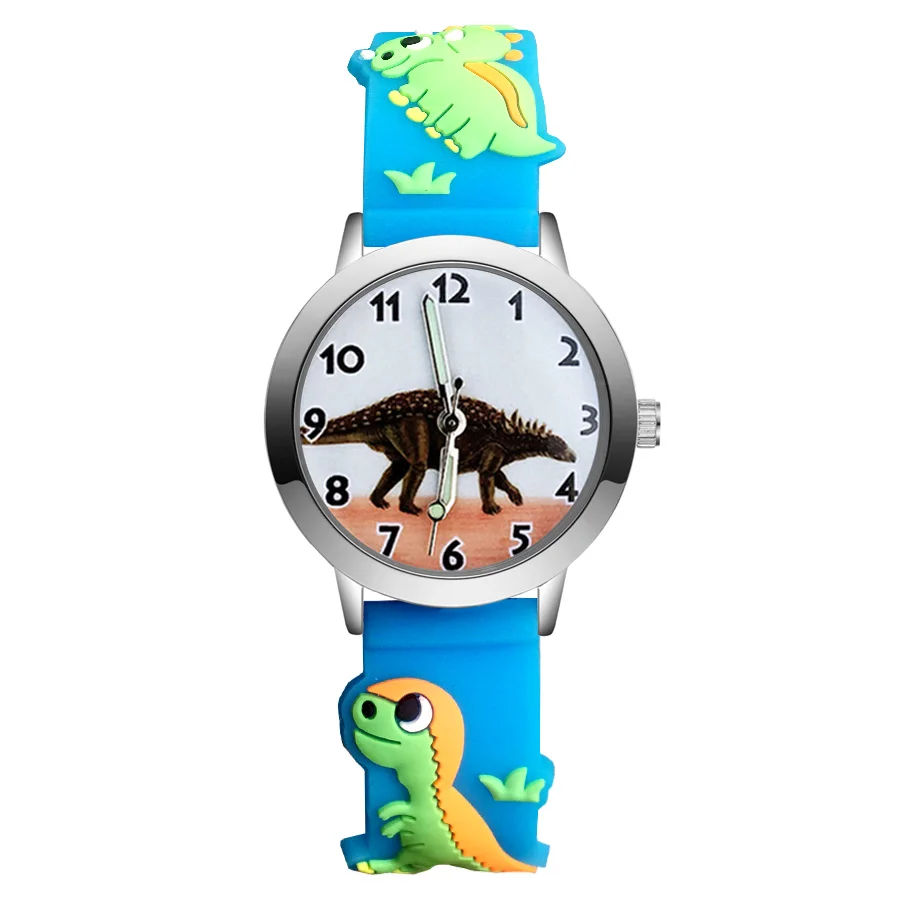 

Часы Детские кварцевые с 3D силиконовым ремешком, модные Мультяшные милые детские часы в стиле динозавра для студентов и мальчиков, JA51