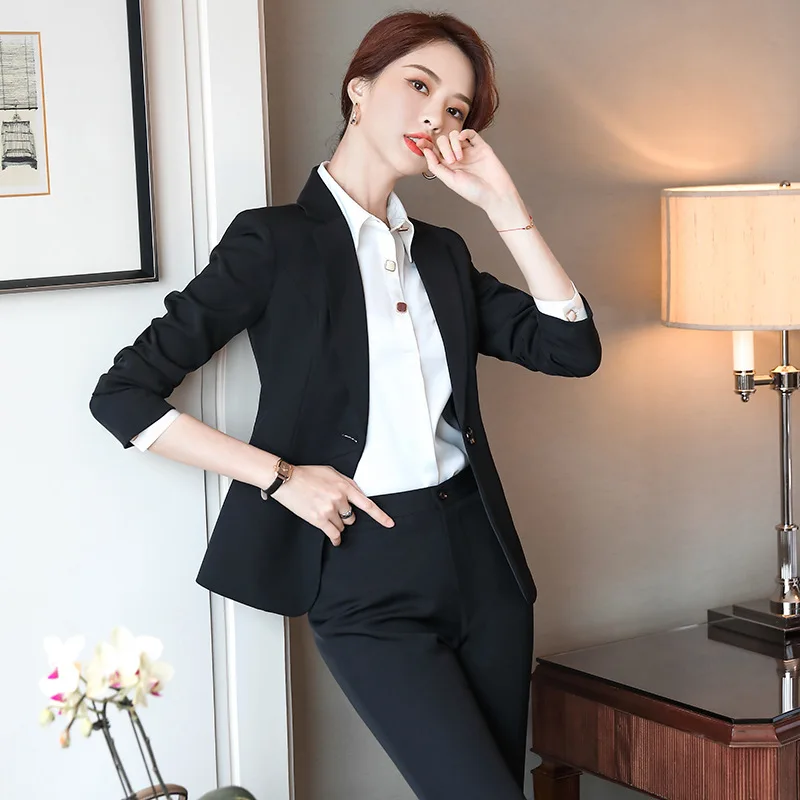 Women's Professional White-collar Overalls Autumn and Winter Slim Ladies Office Jacket Elegant High Waist Skirt Female enlarge