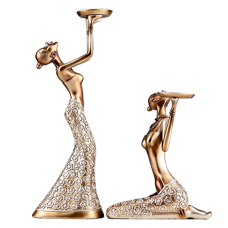

1Pair Vintage Abstract Lady Holders Statue Sculpture Candlestick Candle Holder Home Decoration Accessories Home Decor