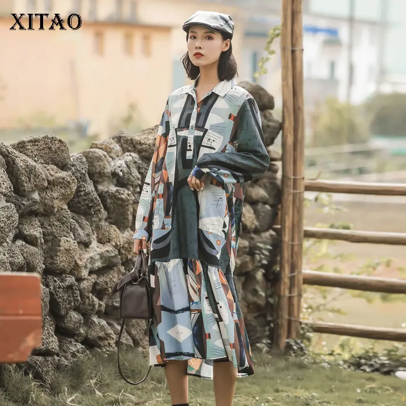 XITAO тонкое шифоновое платье с принтом на талии женская одежда весна 2020 новое
