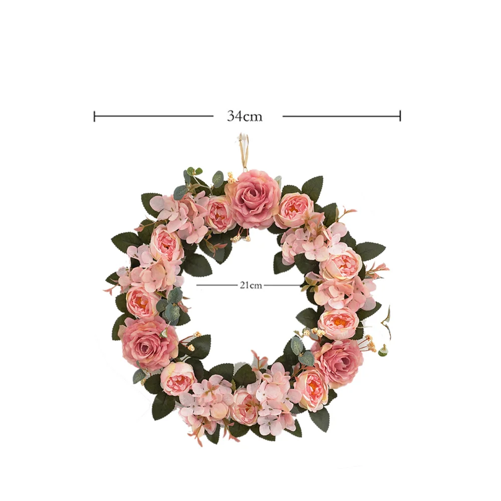 

1 Pcs Artificial Rose Flower Wreath Door Hanging Peony Garland Wedding Party Decoration Fake Flowers Wall Adornments Home Decor