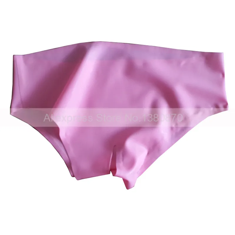 

Pink Latex Rubber Women Panties With Crotch Open Knickers Sexy Lingerie Briefs S-LPW013