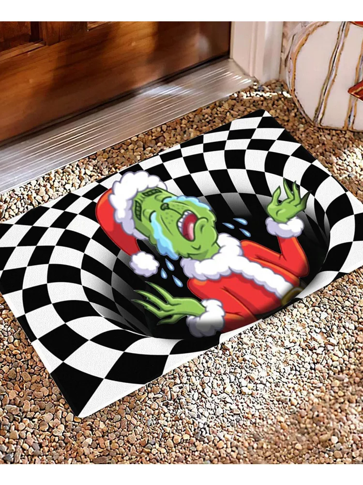 

Christmas Decorations 3D Waterproof Grinch Christmas Room Fuuny Trap Carpet Bathroom Kitchen Anti-Slip Kitchen Doormat Rugs