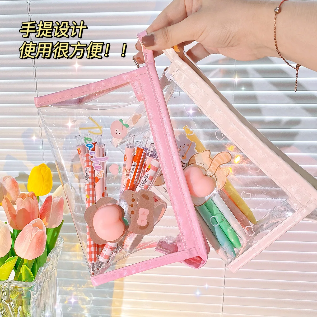 Прозрачный пенал из ПВХ с медведем собакой сумкой для хранения косметики Женский