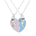 2021 подарок на день рождения для подруги сестры животного единорога сердца кулон ожерелье BFF ювелирные изделия ожерелье лучших друзей для детей