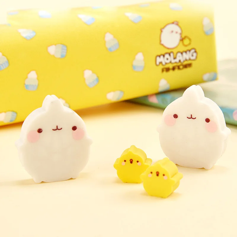 2 шт./упак. Molang кролик ластик уточка милый стирательная резинка рекламные