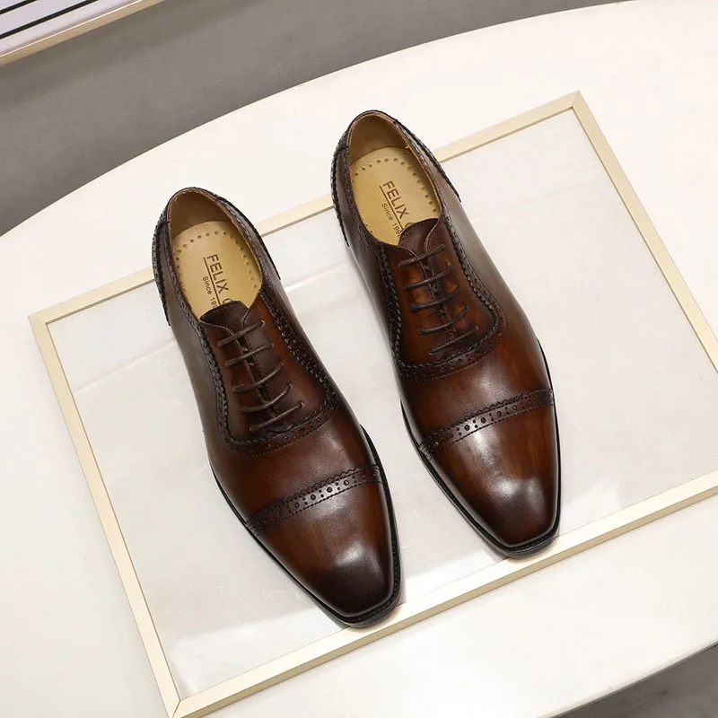 Роскошные мужские классические туфли в итальянском стиле из натуральной