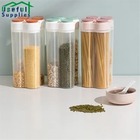4 grids transparent large capacity grain village storage plastic canisters for kitchen kit food containers jars for bulk cereals