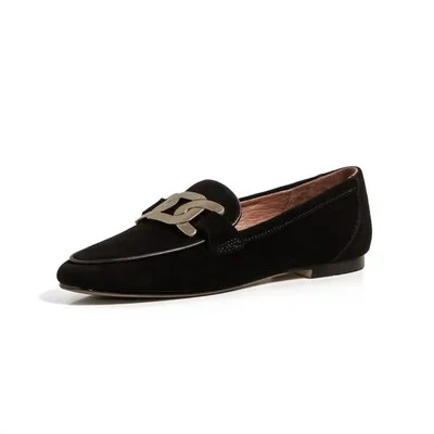 

Retro lazy loafers crocodile pattern flat low-heeled shoes with metal buckle full leather high-heeled shoes women
