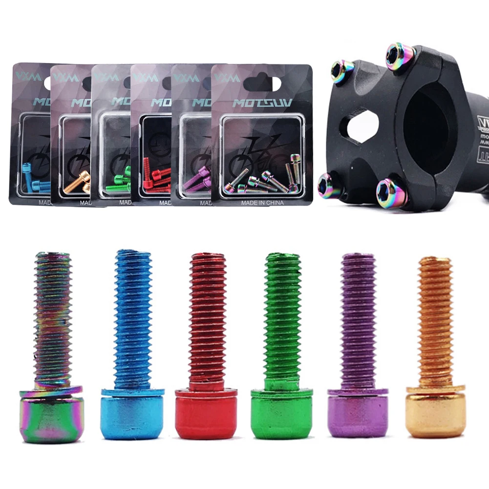 6 шт. велосипедные винты MTB ручки цветные с титановым покрытием M5 * 18 мм подставка