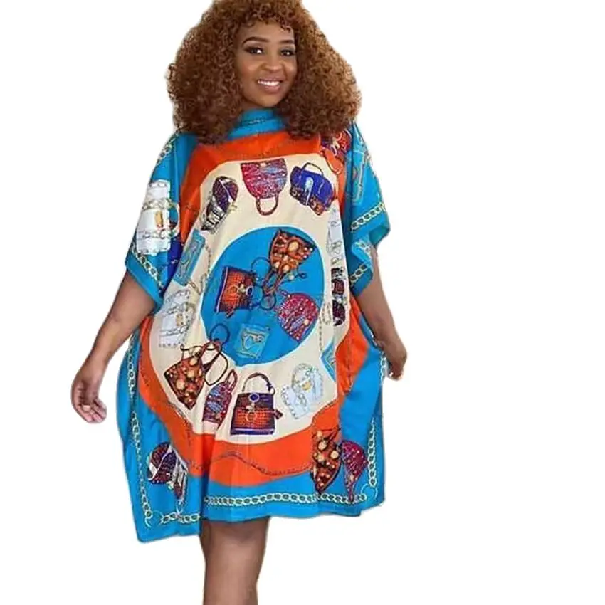 

Africa Fashion Blogger Recommend Popular printed Silk Kaftan Maxi dresses Loose Summer Beach Bohemian kaftan long dress for lady