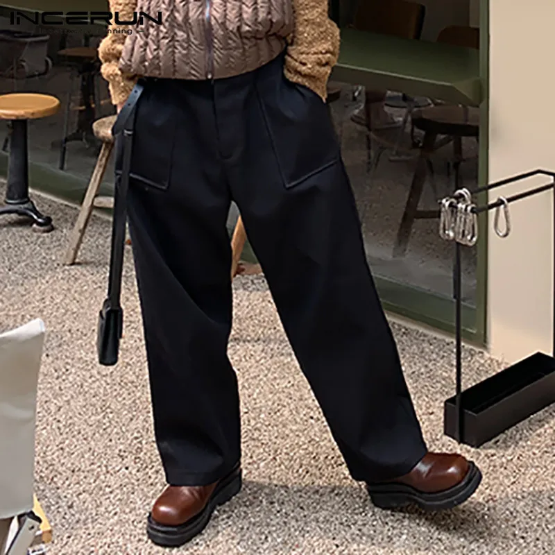 

Брюки INCERUN мужские однотонные на молнии, повседневные штаны с широкими штанинами, модные Мешковатые Свободные удобные, уличная одежда, 5XL, 2021