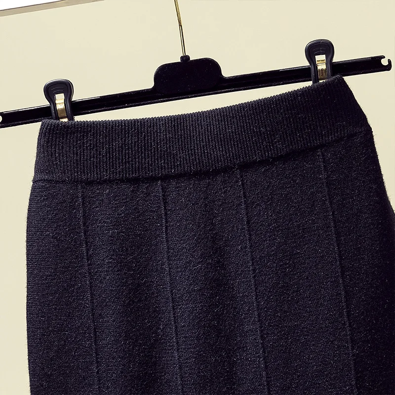 3xl Большие размеры Длинные юбки для женщин женские офисные осень зима faldas negras трикотажные длинные юбки "рыбий хвост" женские A5545