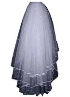 3 layer beading short tulle with comb bride wedding veil 2022