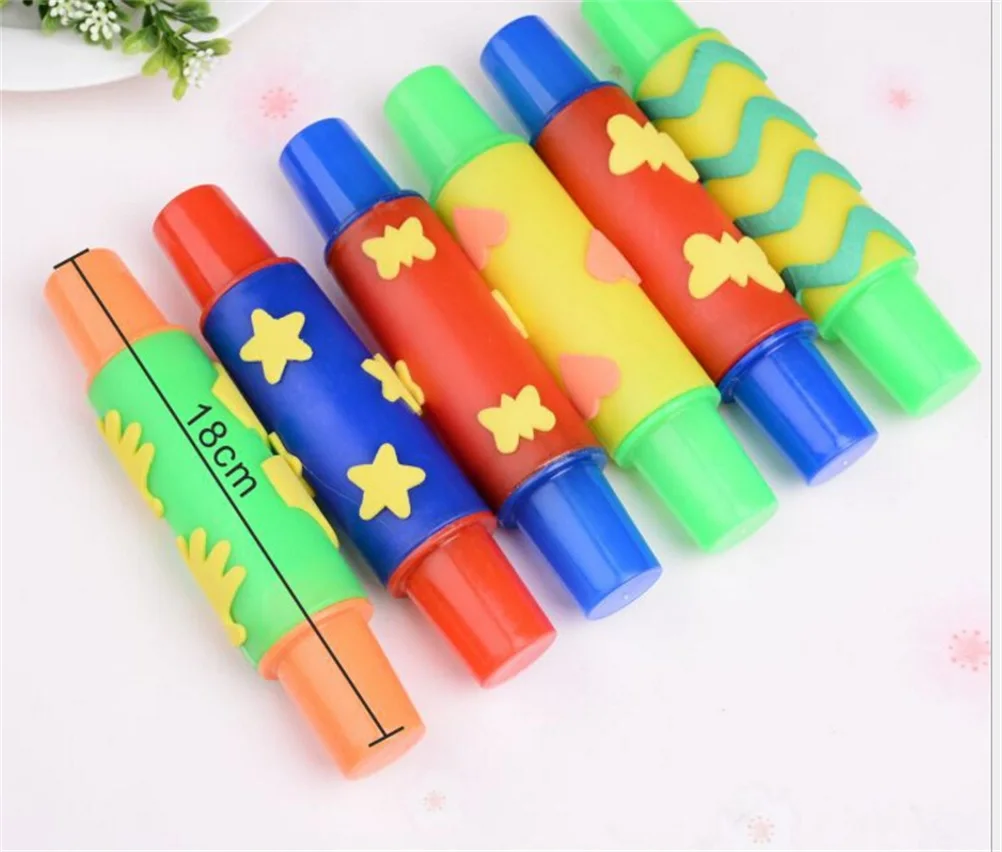 Hot Sale Plasticine model rolling pin ntelligent plasticine clay mold tool 18cm Flowers Decoration Roller Brush seal Kids Toys | Игрушки и