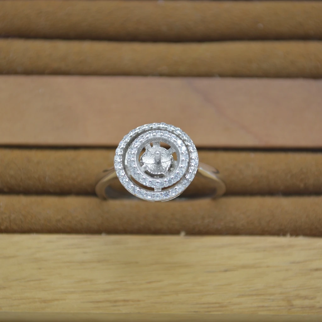 S925 Sterling Silver Korean Version Spinner Pearl Ring Fittings Female Ring Mountings for Diy Accessories Manufacturer Wholesale