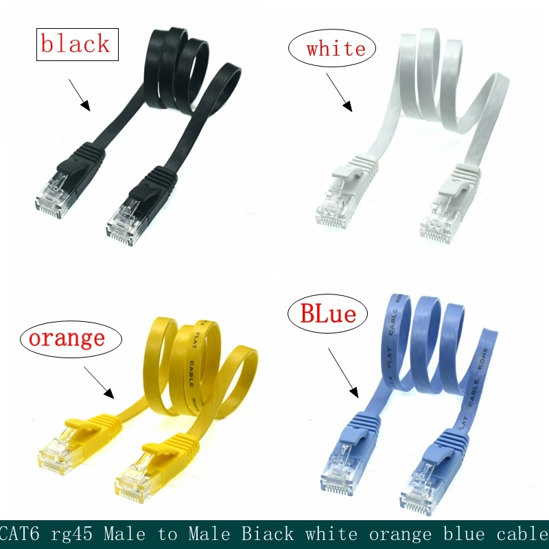 

CAT6 Flat UTP Ethernet Network RJ45 Patch LAN cable rg45 male black white color 20cm 50cm 100cm 200cm 300cm 500cm rj45 cable