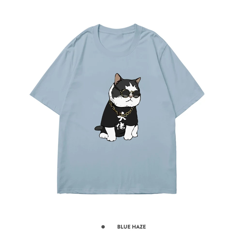 

Футболка женская с коротким рукавом, топ оверсайз с принтом гангстера, модная рубашка в стиле хип-хоп, свободного покроя с аниме, на лето