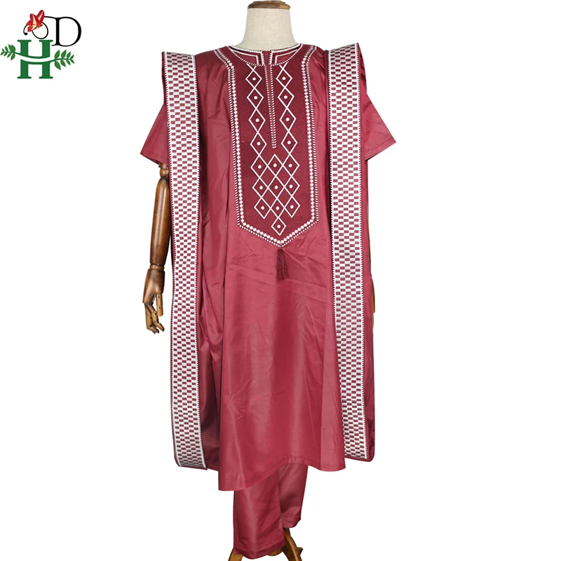 Африканская мужская одежда с вышивкой H &amp D рубашка брюки костюм Agbada топы