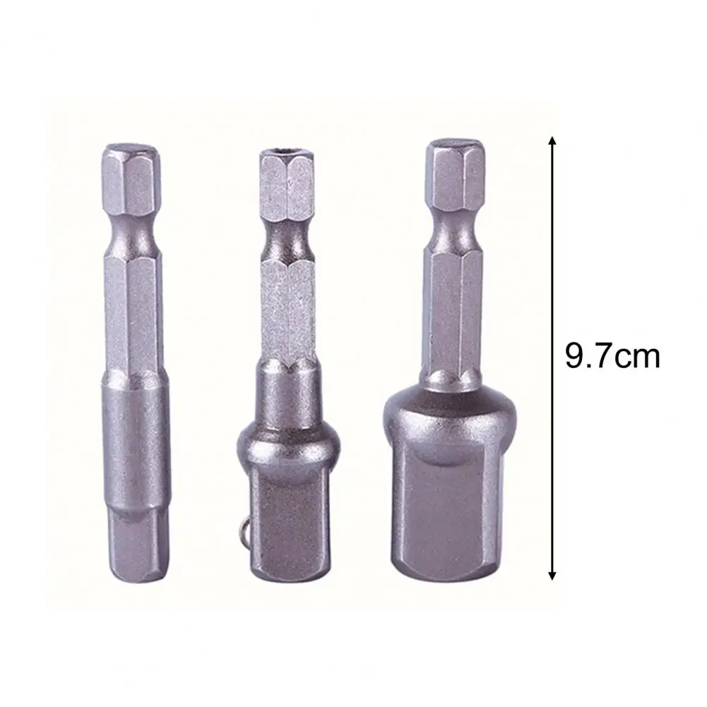 

3Pcs/Set Socket Adapter Drill Bit Hex Shank to Drive 1/4inch 3/8inch 1/2inch Socket Adapter Hand Drill Tool for Impact Driver