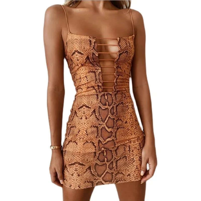 

women's In the summer of 2021 the new female leopard print sexy backless condole belt of cultivate one's morality dress