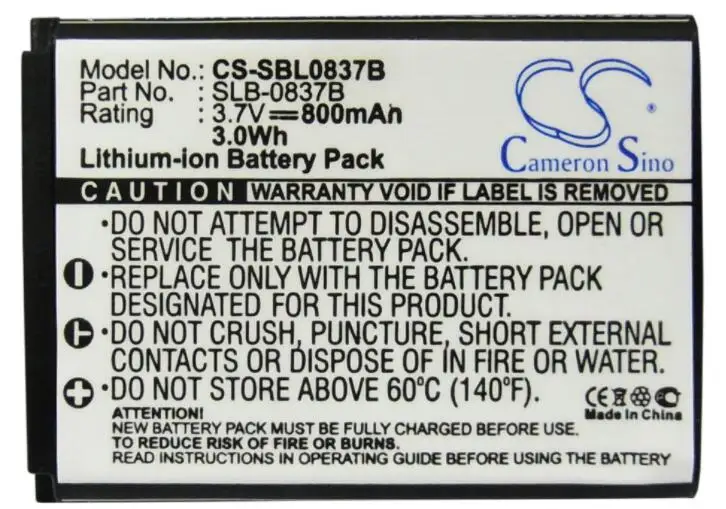 Cameron sino 800 мА/ч Батарея для SAMSUNG Digimax L70 L70B L201 L83T NV10 NV15 NV20 NV8 SLB 0837 (B) 0837B Камера