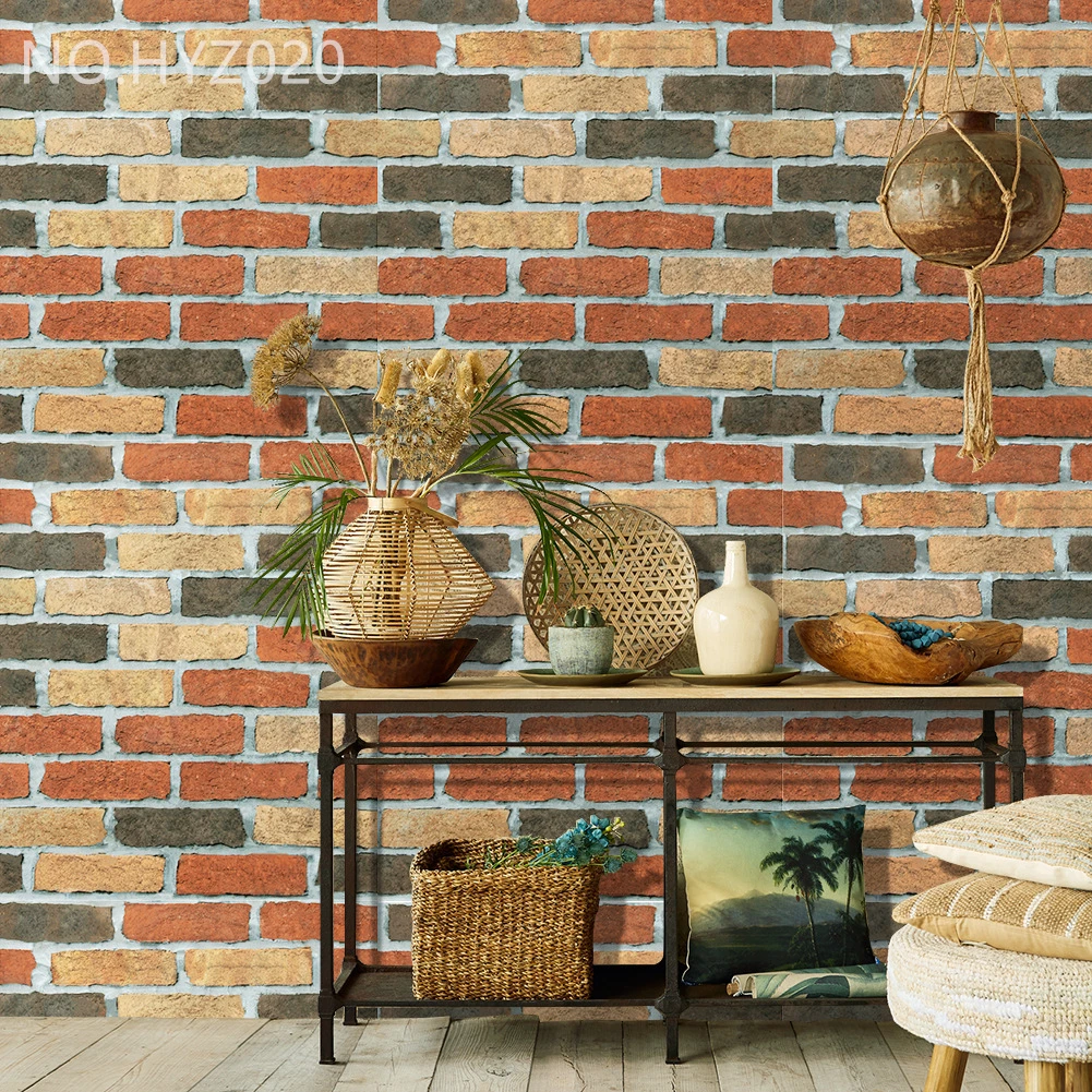 

Vintage Red Brick Pattern Stick Wallpaper Roll Self-Adhesive Background Living Room Bedroom Restaurant Wall Stickers Home Decor