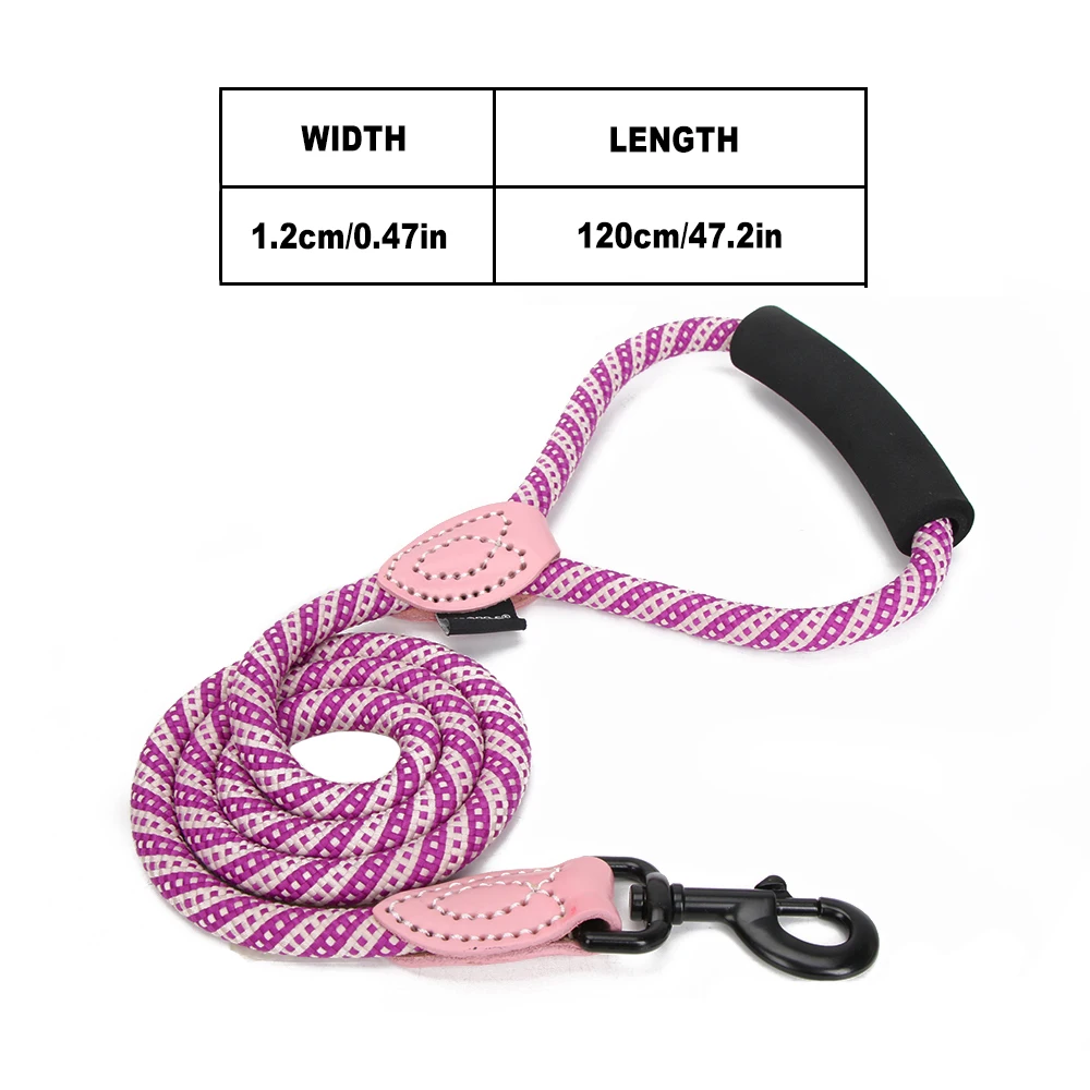 

Reflective Dog Leash with Comfortable Padded Handle Pet Dogs Leashes Large Dogs Leash Training Adjustable Nylon Rope