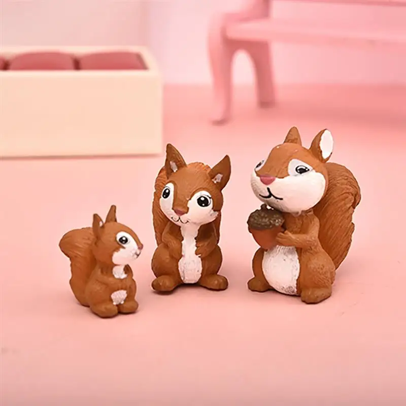 3 шт. милая фигурка белки семья модель сад Фея орнамент стекло DIY аксессуары
