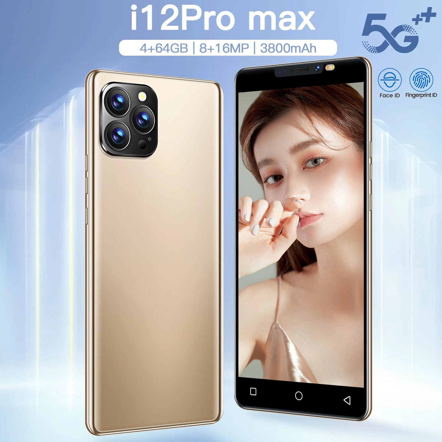 

Hot I12 Pro Max 5Inch Smart Phone Global Version HD Screen 6G+128G 3800mAh Battery Capacity Android Phone 8+16mp Camera 5G Phone