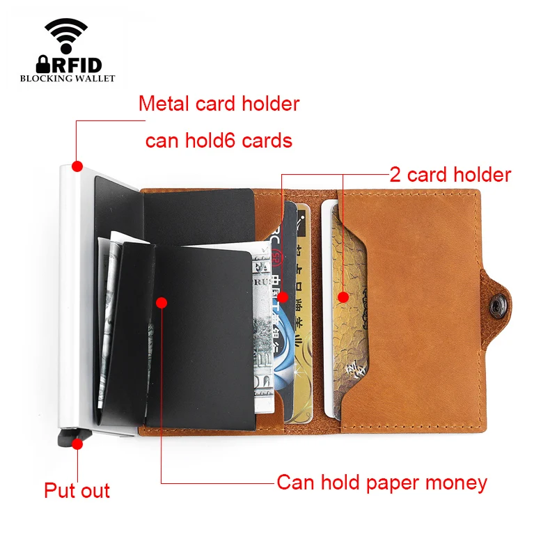 Rfid Корова Натуральная кожа Индивидуальные кошельки сумка для денег мужчин и