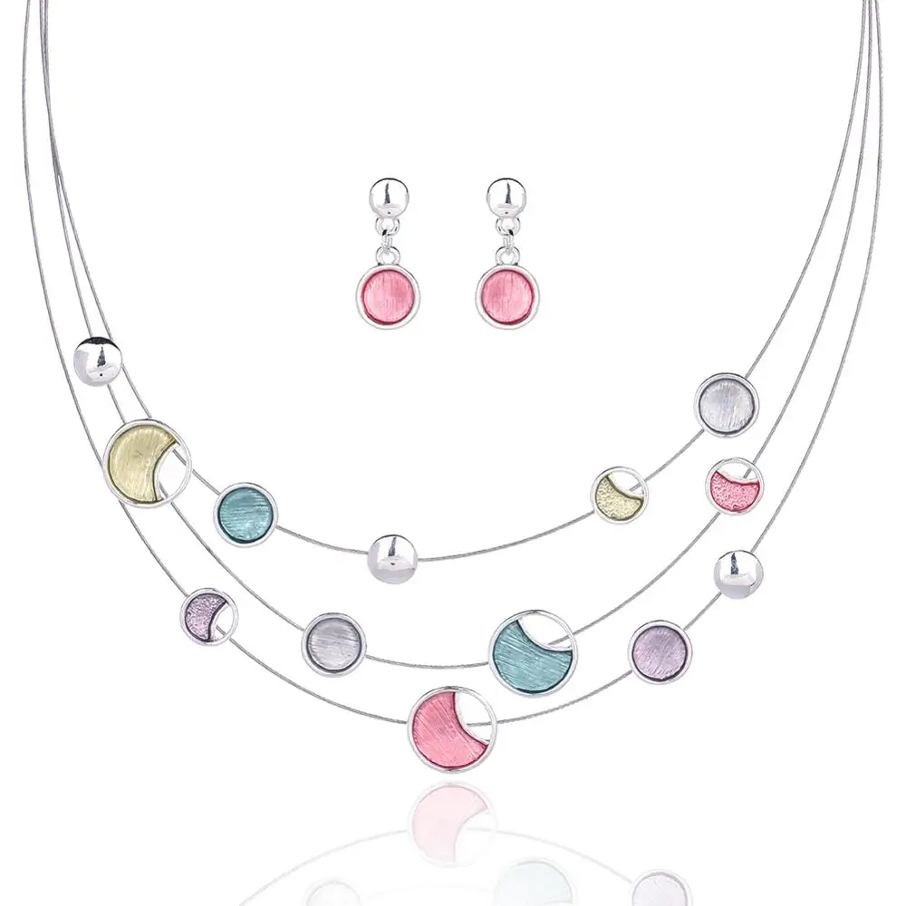 Ожерелье женское многослойное эмалированное круглое из сплава|Колье| |