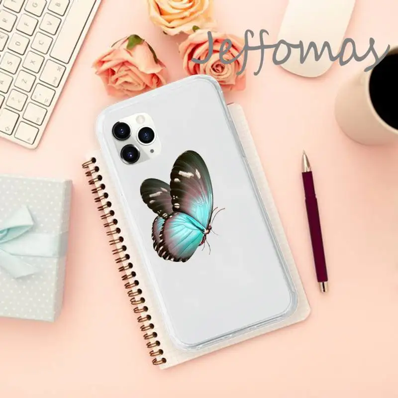 

Beautiful butterfly fashion Phone Case Transparent for iPhone 11 12 mini pro XS MAX 8 7 6 6S Plus X 5S SE 2020 XR