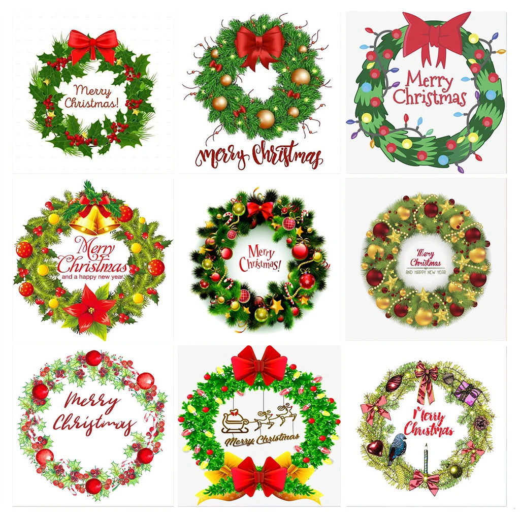 

5D DIY Diamond Embroidery Painting Christmas Wreath Cross Stitch Kit Mosaic Embroidery Home Decoration Christmas Handmade Gift