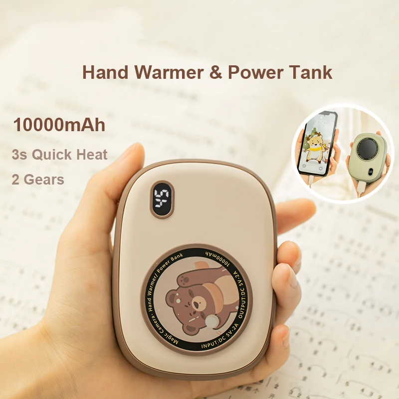 

New Winter Portable 10000mAh Hand Warmer and Power Bank Two-in-one Double-sided Heating USB Warm Baby Mobile Power Dual-use